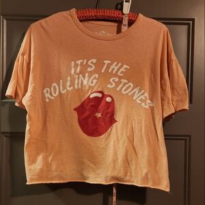 Rolling Stones Pink Cropped Short Sleeve Tees